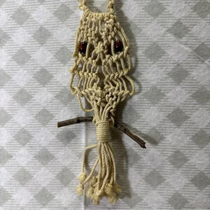 Boho Chic Macrame Owl Necklace - Vintage Handmade